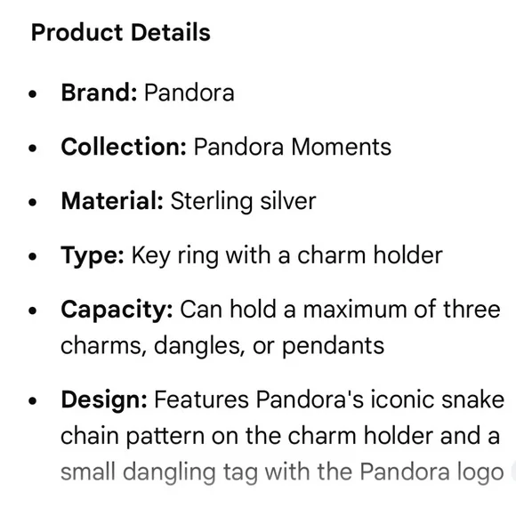 BNIB✨Pandora Silver Keychain Accessory - Picture 7 of 7